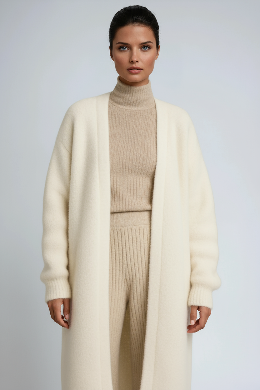 Women's Long Open-Front Cardigan with Relaxed Fit