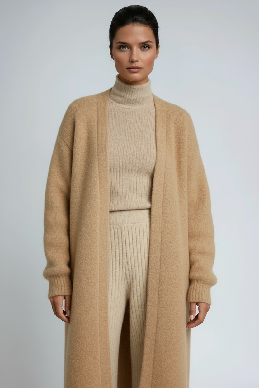 Women's Long Open-Front Cardigan with Relaxed Fit
