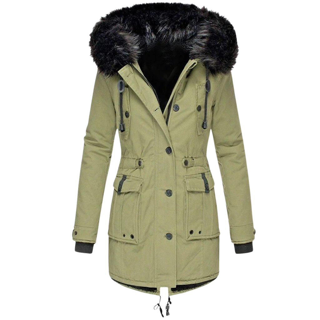 Women's Longline Fur Hooded Parka Coat