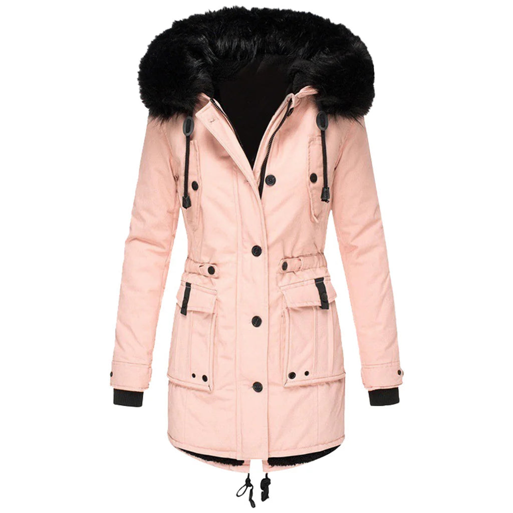 Women's Longline Fur Hooded Parka Coat