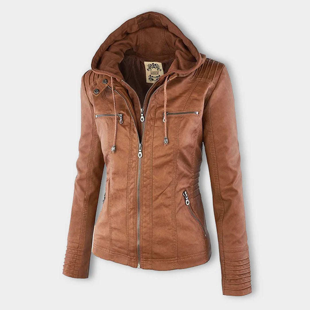 Stylish Hooded Leather Jacket
