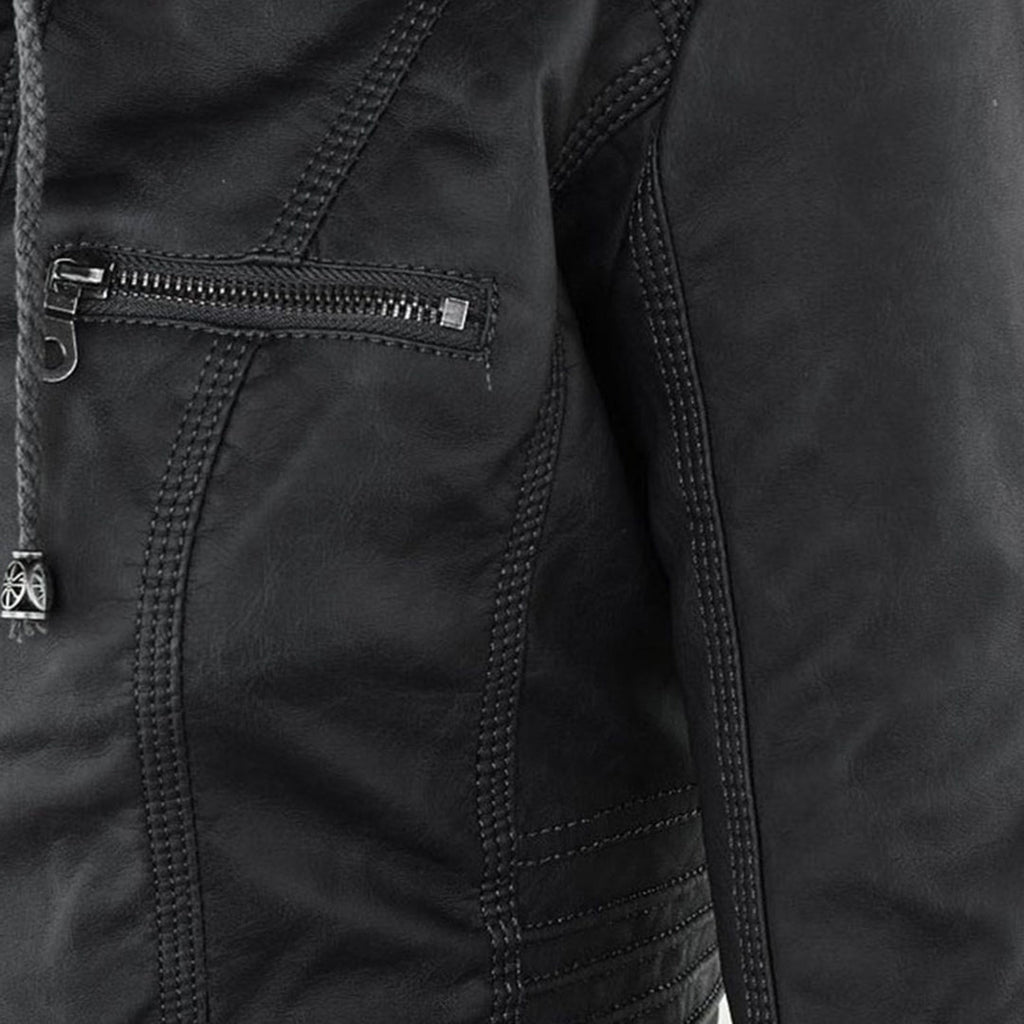 Stylish Hooded Leather Jacket