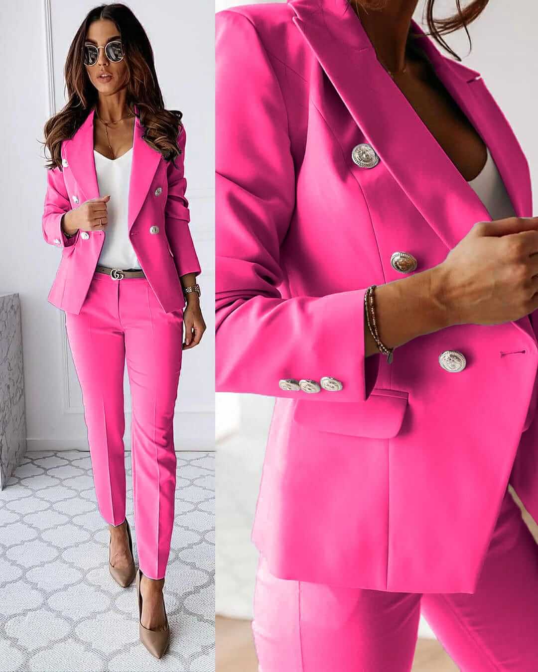 Women's Blazer Suit Set with Matching Pants