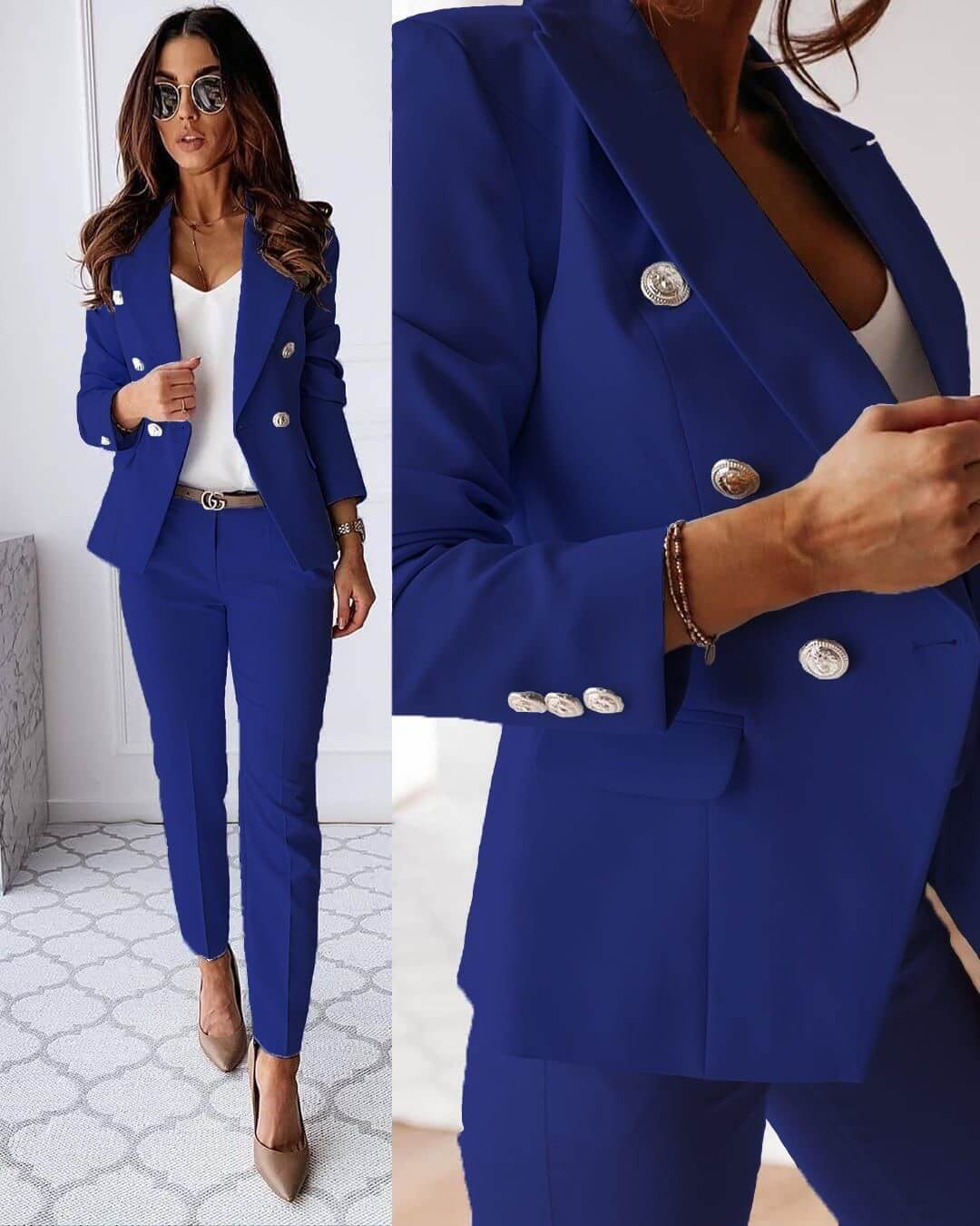 Women's Blazer Suit Set with Matching Pants