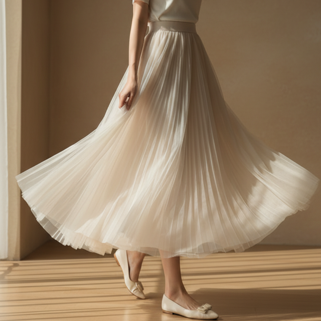 Jupe midi plissée pour femme avec silhouette taille haute