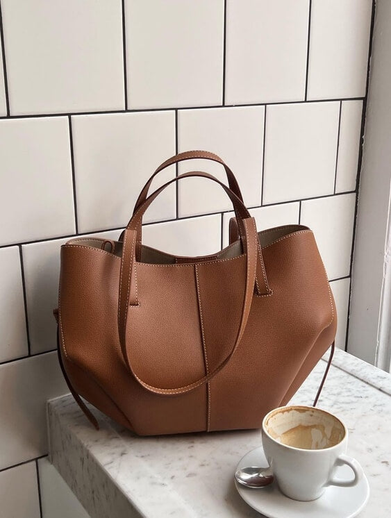 Caroline - Oversized Structured Leather Tote