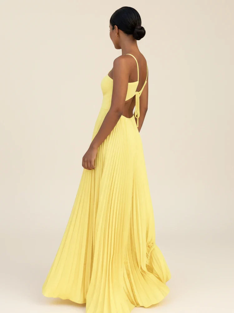 Women's Strappy A-Line Maxi Dress with Backless Cutout