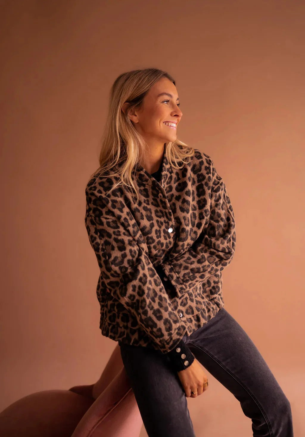 Blouson bomber femme à imprimé léopard