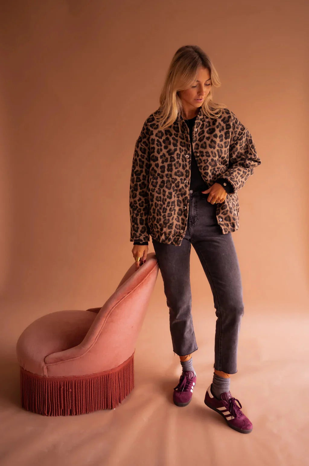 Blouson bomber femme à imprimé léopard