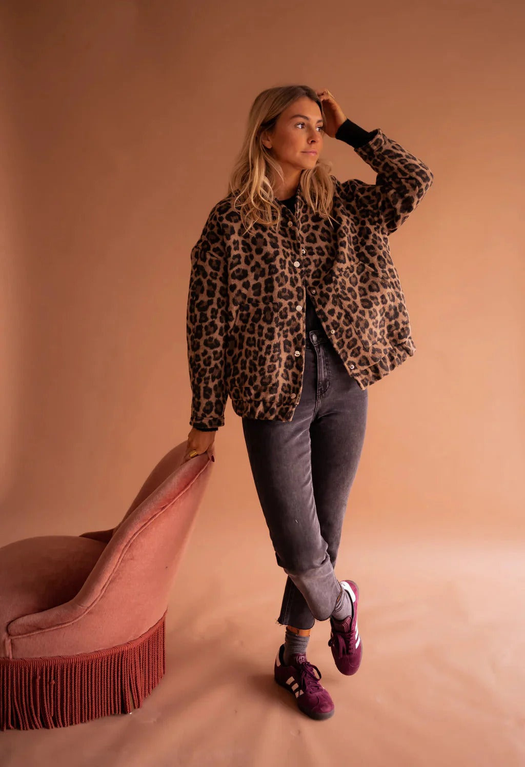 Blouson bomber femme à imprimé léopard
