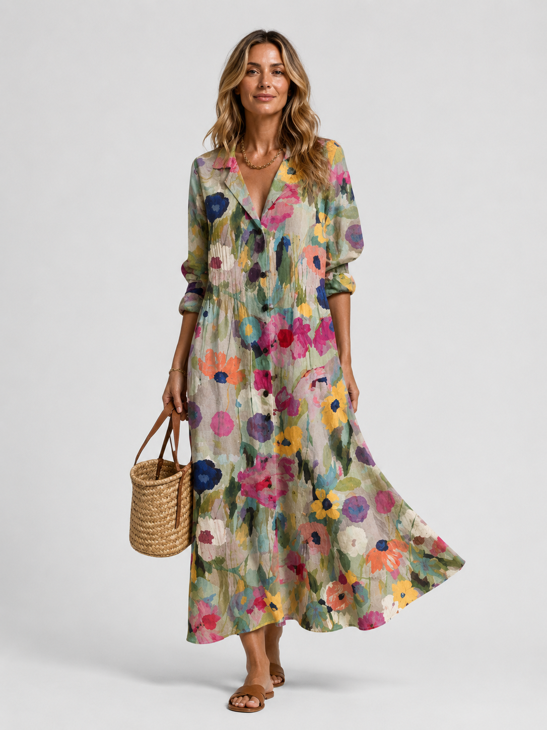 Women's Printed Boho Flowy Summer Maxi Dress