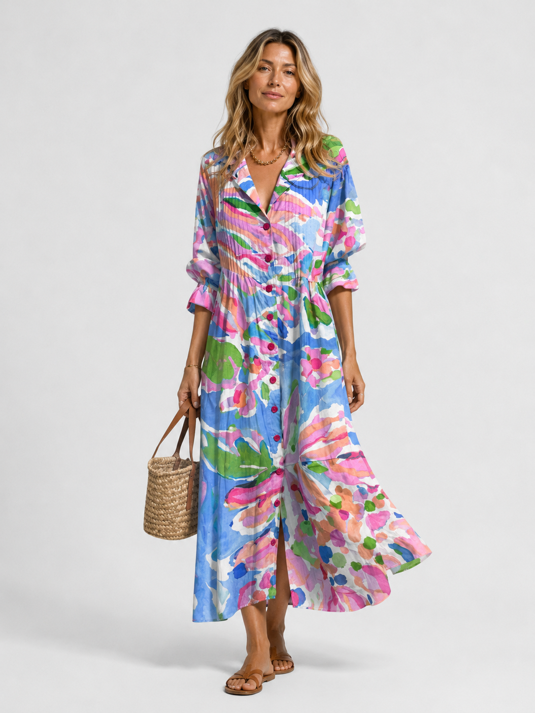 Women's Printed Boho Flowy Summer Maxi Dress