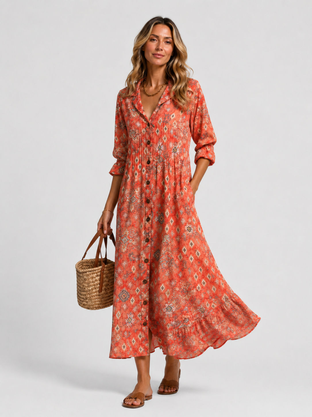 Women's Printed Boho Flowy Summer Maxi Dress