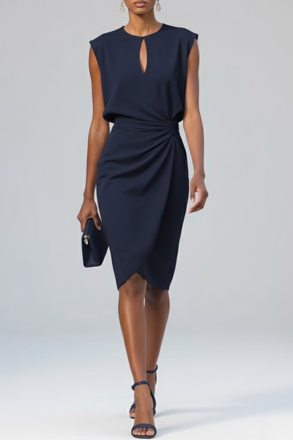 Abito midi da donna con scollo a goccia