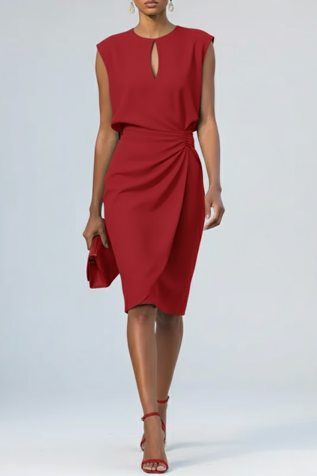 Abito midi da donna con scollo a goccia