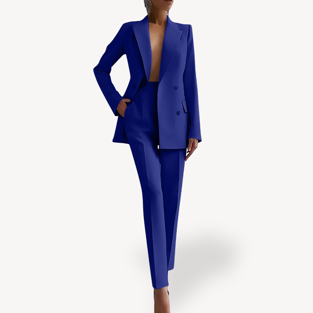 Women's Elegant Double-Breasted Pant Suit Set