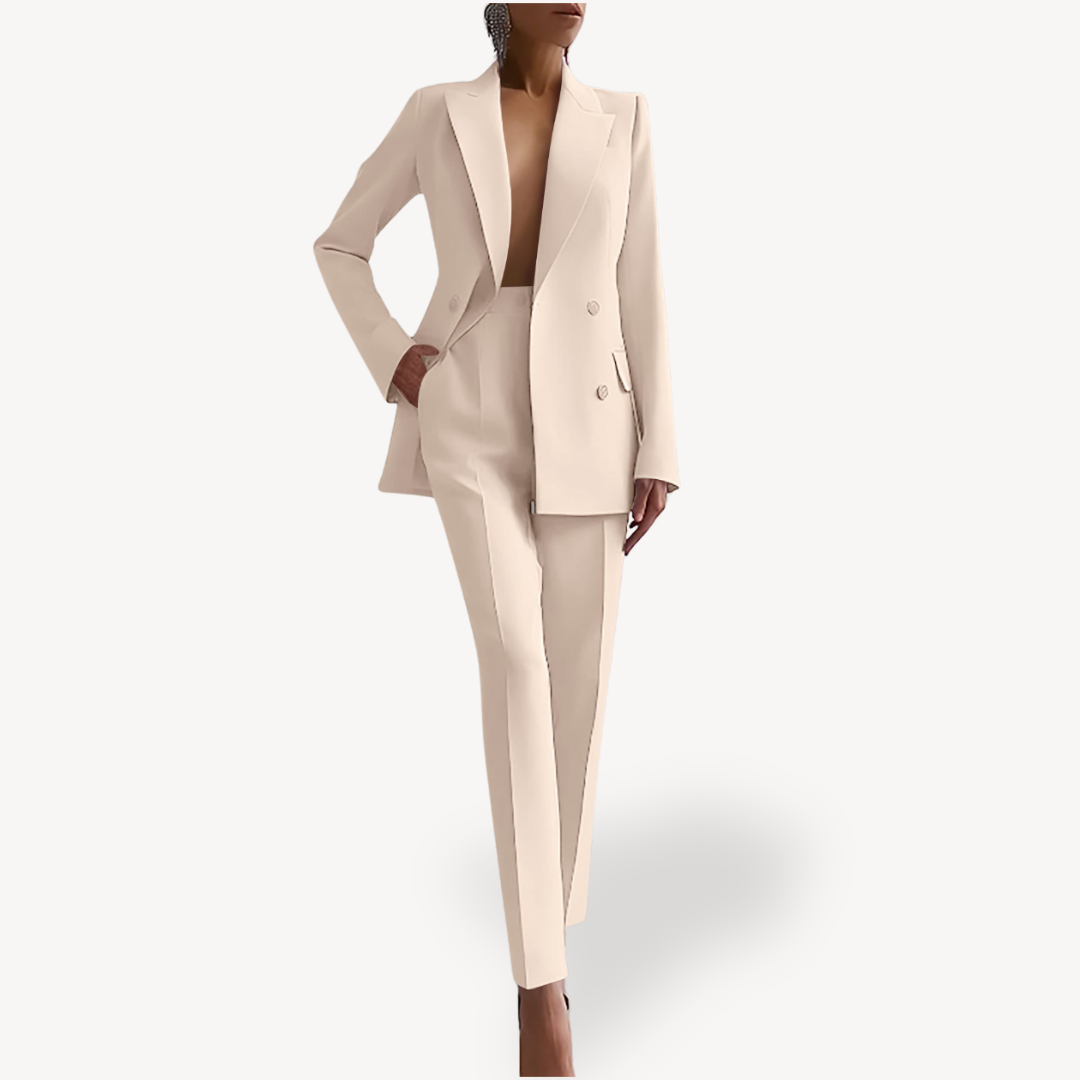Women's Elegant Double-Breasted Pant Suit Set