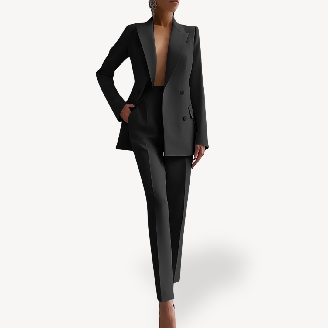 Women's Elegant Double-Breasted Pant Suit Set