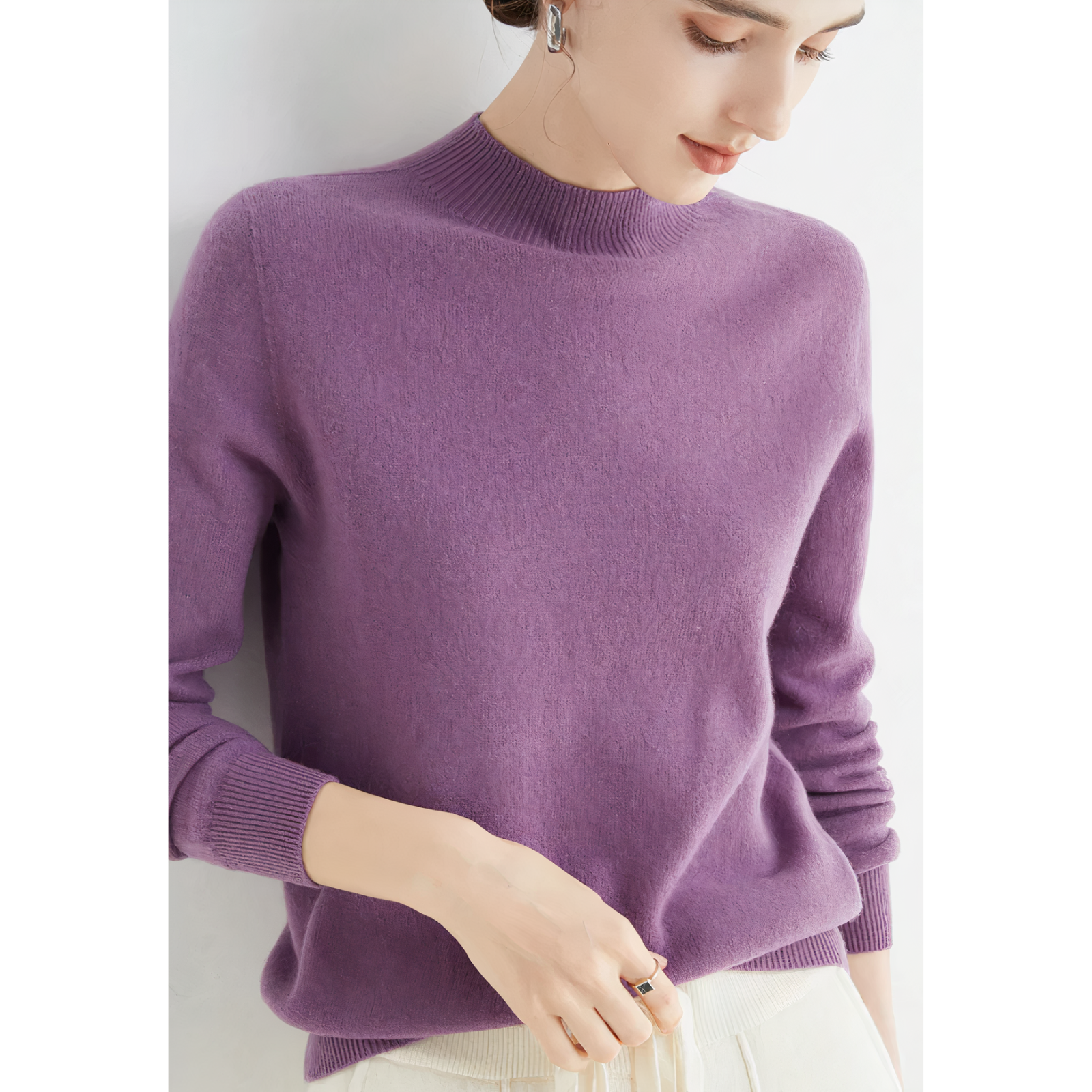 Women's Mock Neck Soft Knit Sweater