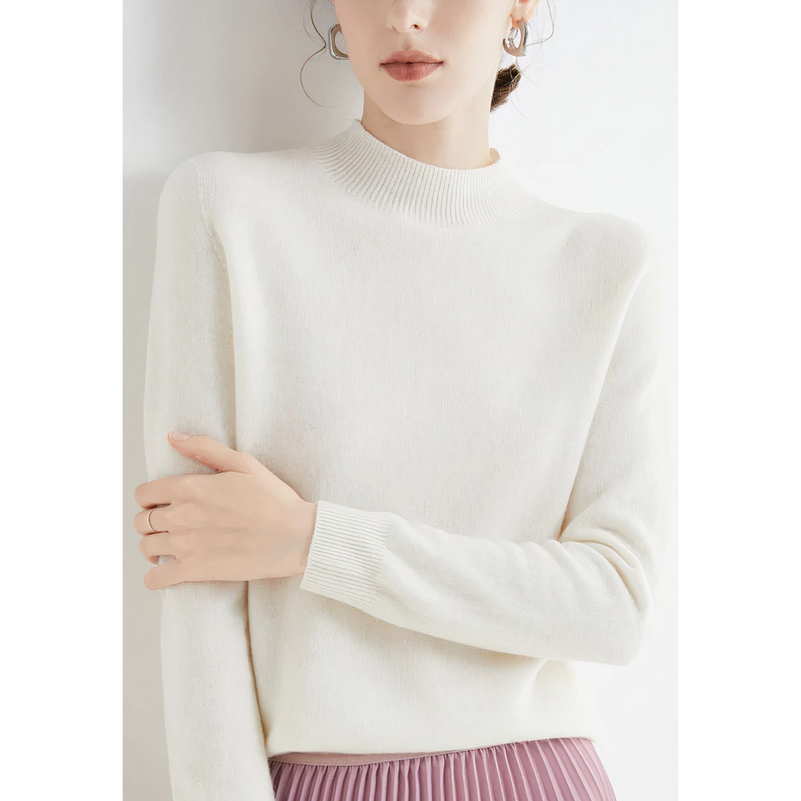 Women's Mock Neck Soft Knit Sweater