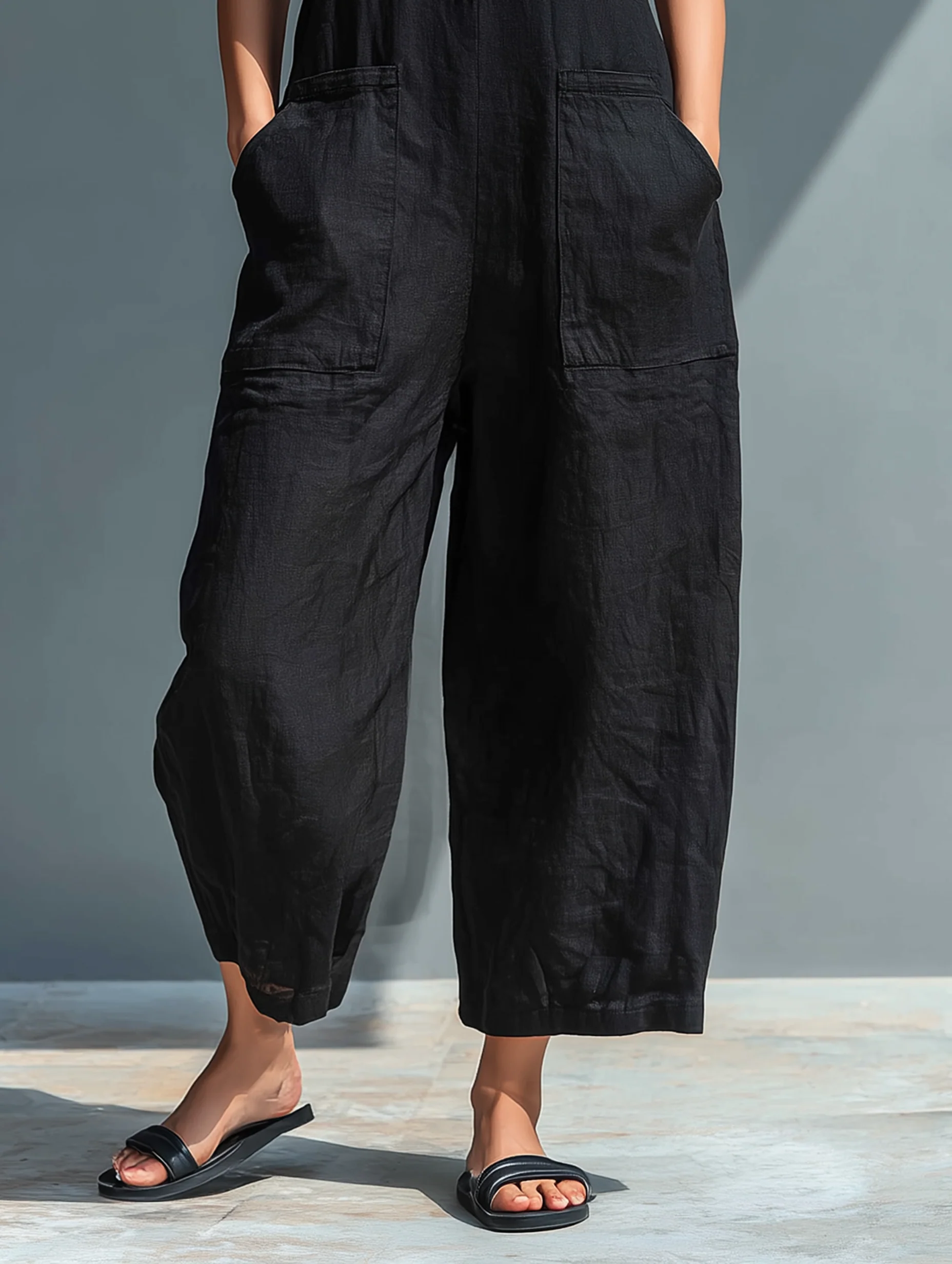 Combinaison ample sans manches pour femme avec boutons devant