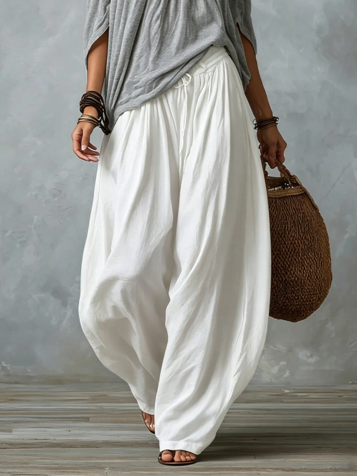 Women’s Boho Top & Harem Wide-Leg Pants Set