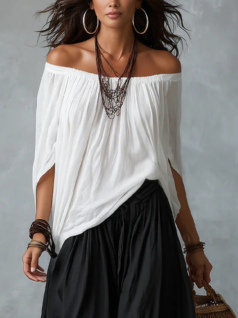 Women’s Boho Top & Harem Wide-Leg Pants Set