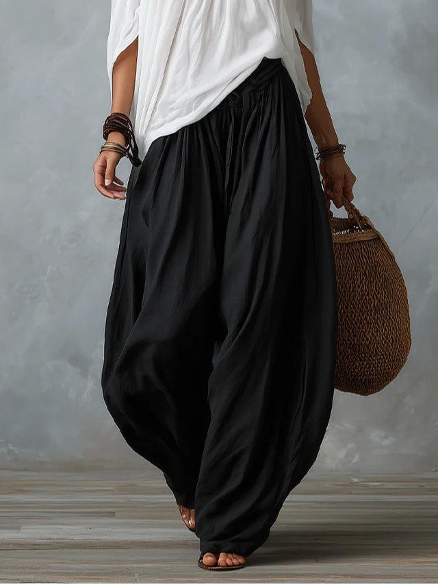 Women’s Boho Top & Harem Wide-Leg Pants Set
