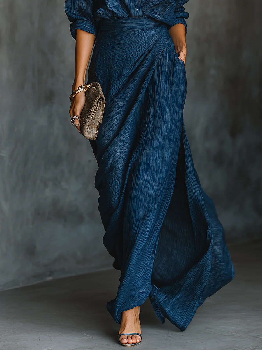 Women's 2-Piece Set Long Sleeve Top & Flowing Skirt