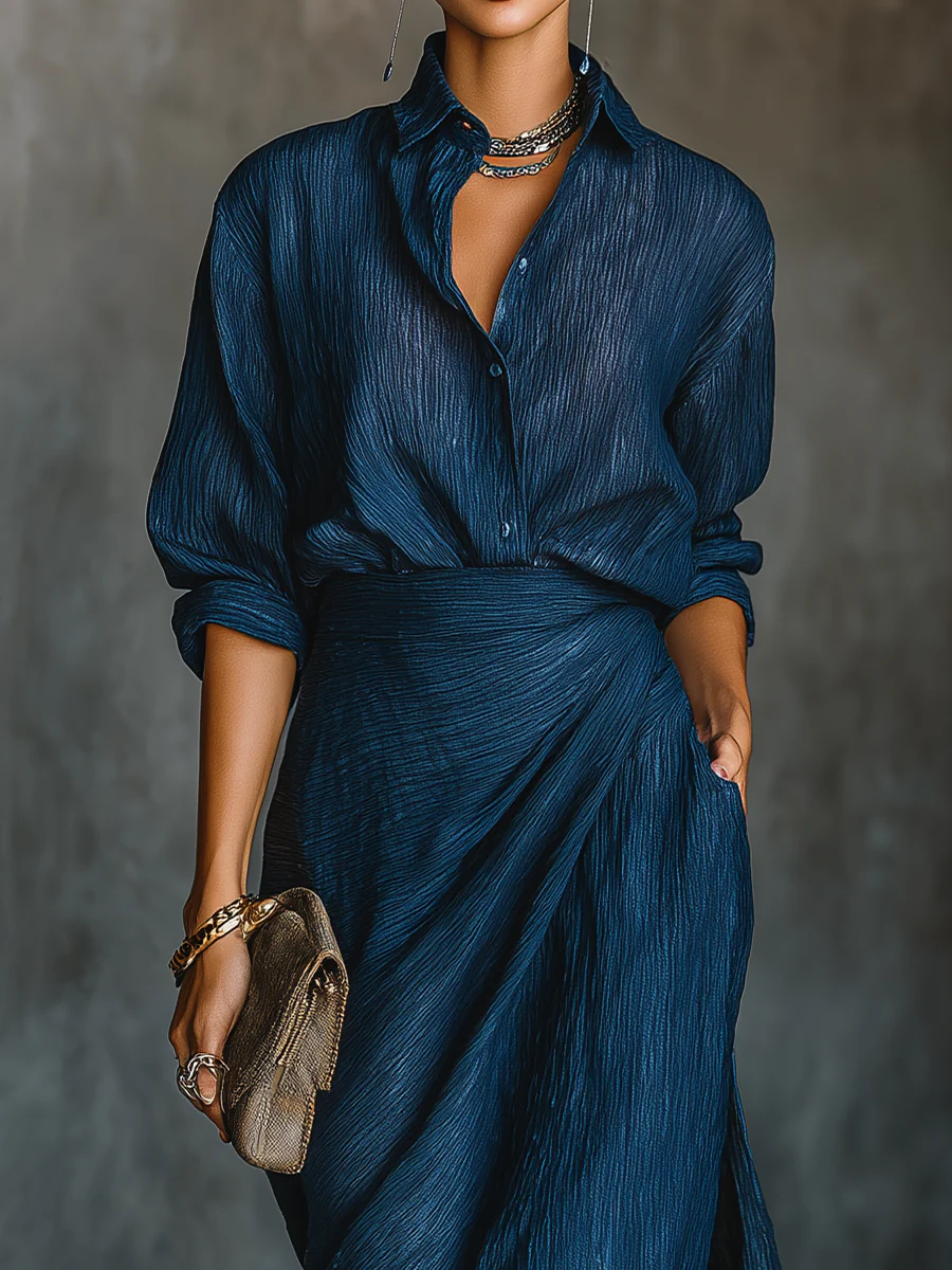 Women's 2-Piece Set Long Sleeve Top & Flowing Skirt