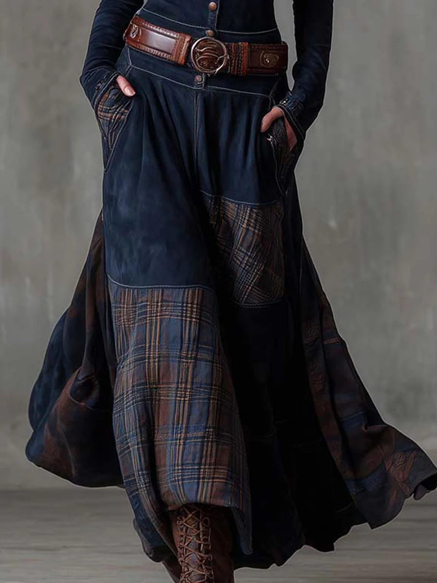 Women's Vintage Long Sleeve Maxi Dress