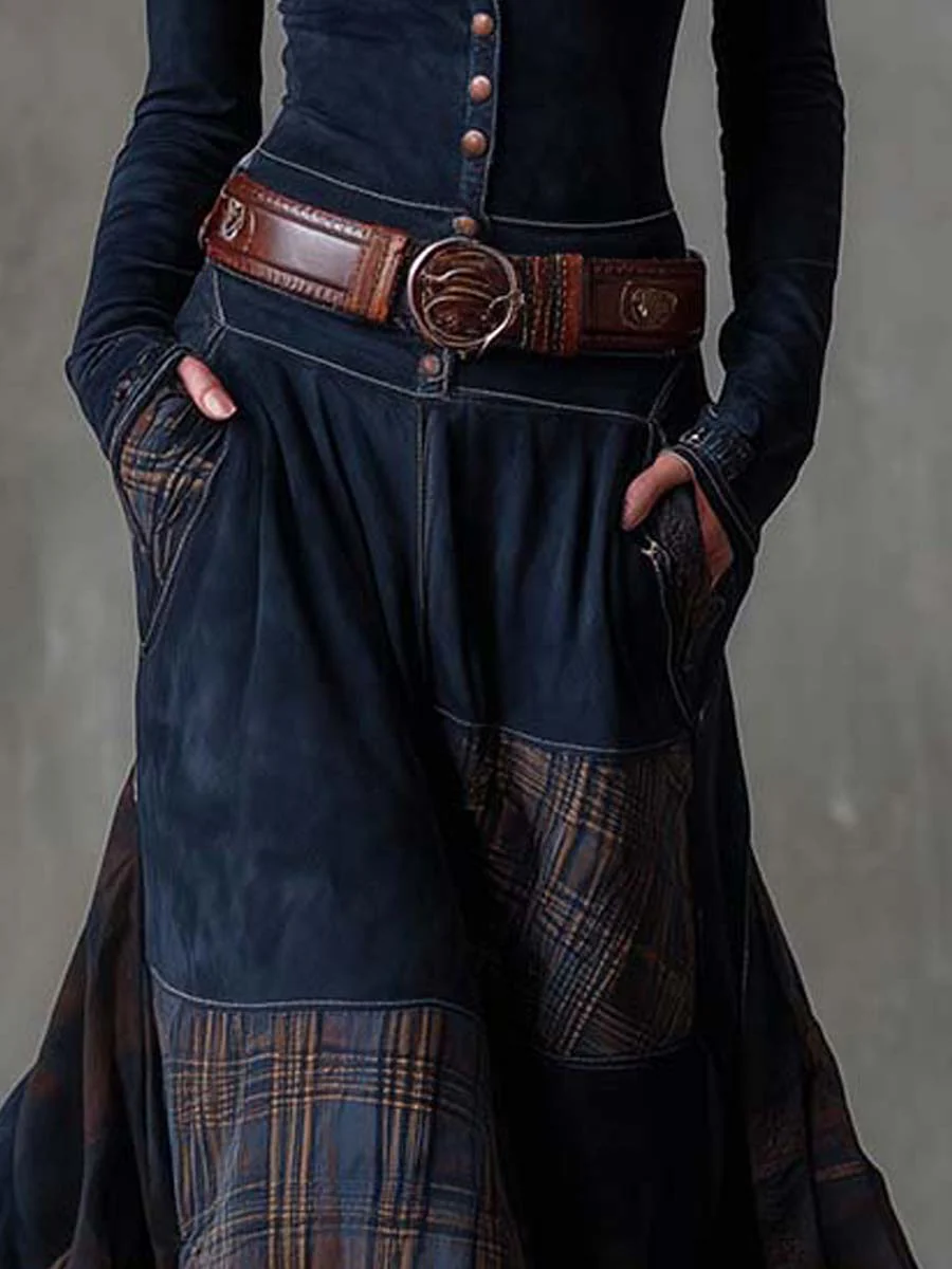 Women's Vintage Long Sleeve Maxi Dress