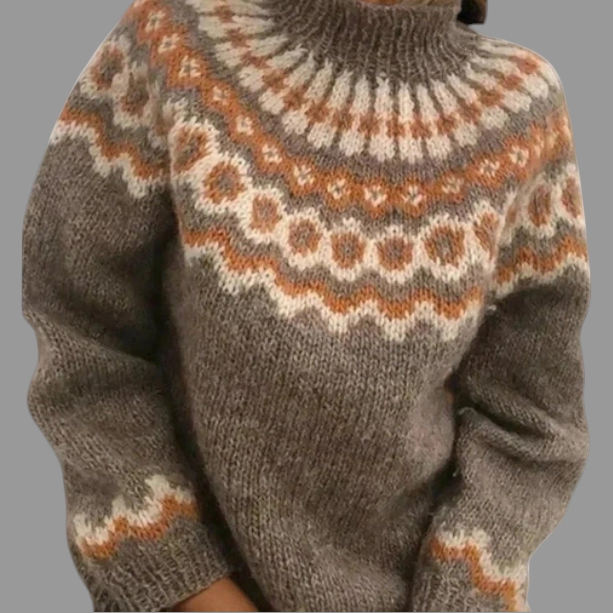 Maglione a collo alto Fair Isle nordico da donna