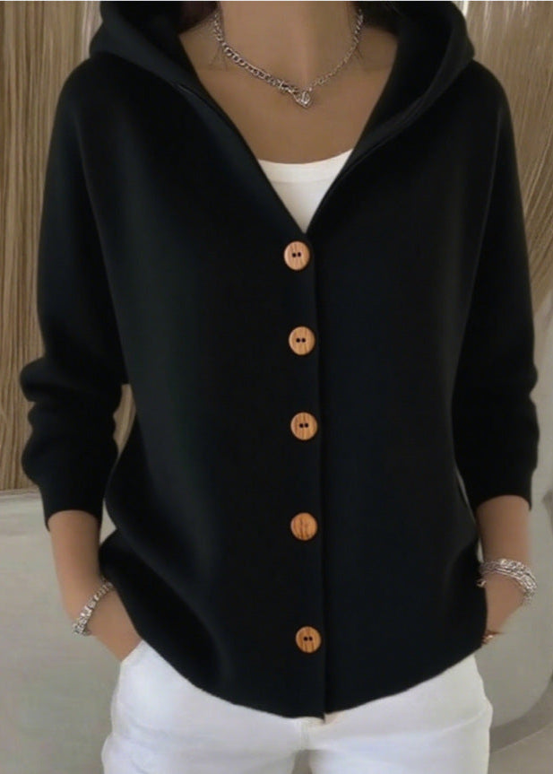 Women's Button Up Hooded Knit Cardigan Sweater