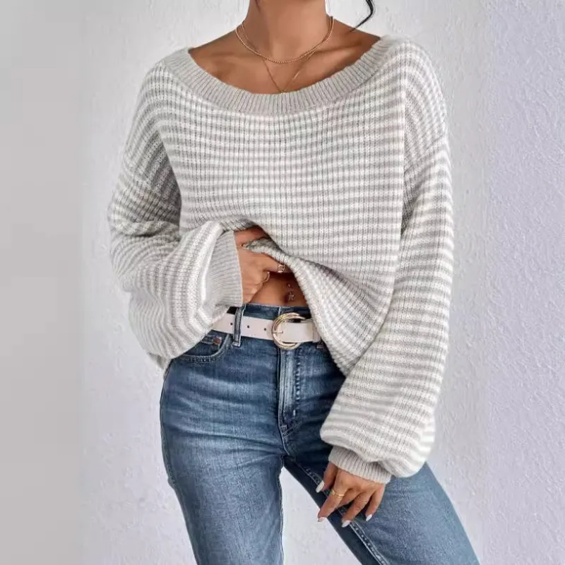 Pull tricoté patchwork coloré pour femmes