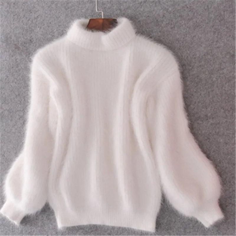 Pull oversize pour femme à col montant et coupe décontractée