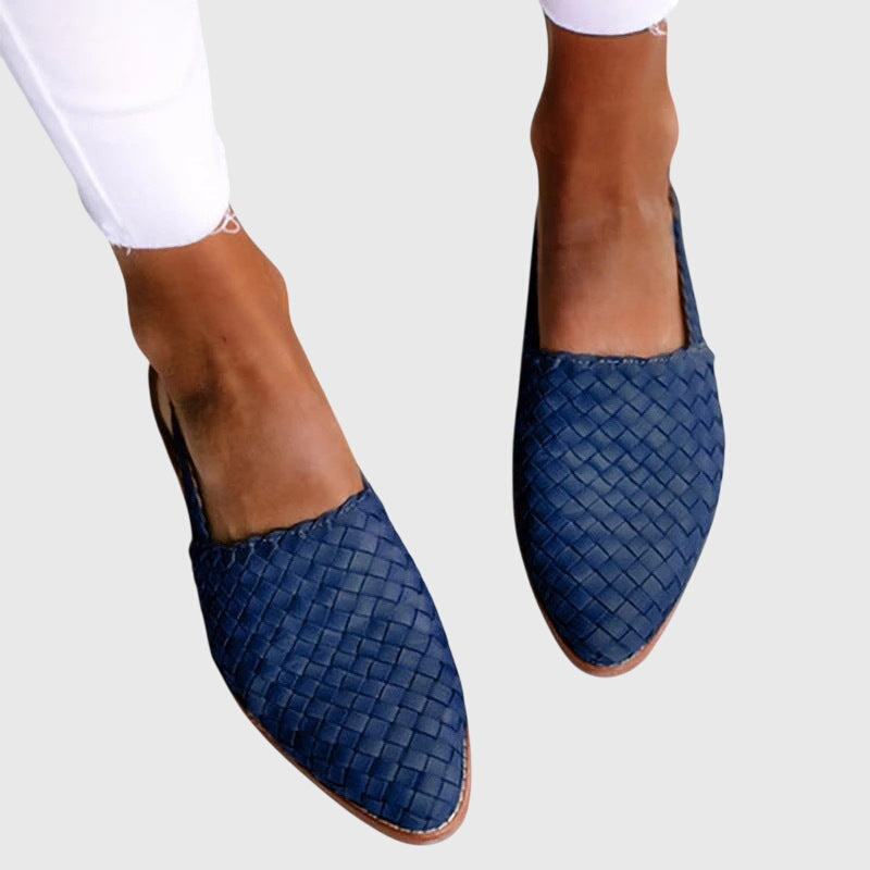 Mocassini slingback da donna in tessuto con cinturino regolabile
