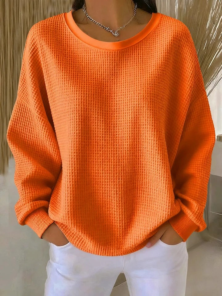 Women’s Waffle Knit Crew Neck Sweater
