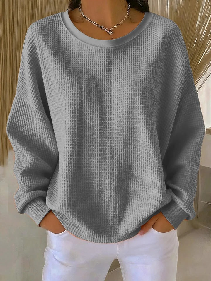 Women’s Waffle Knit Crew Neck Sweater