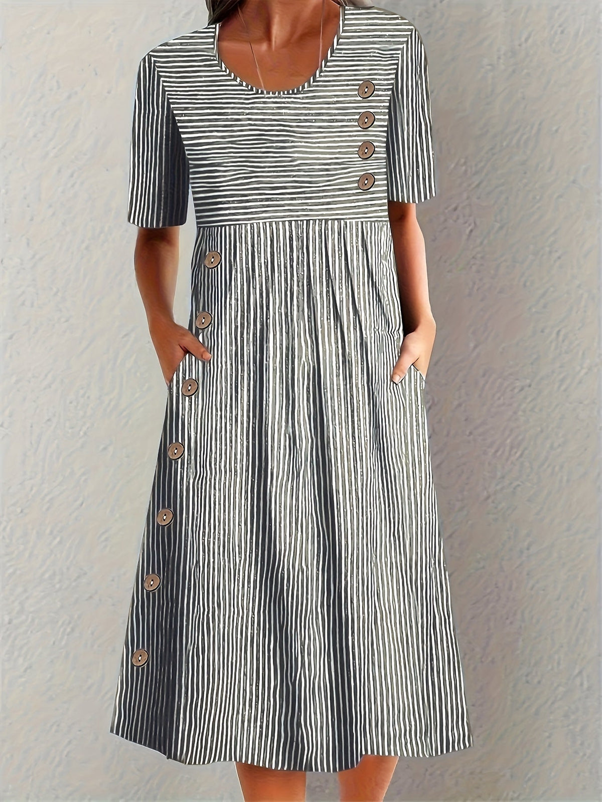 Robe midi d'été rayée pour femme
