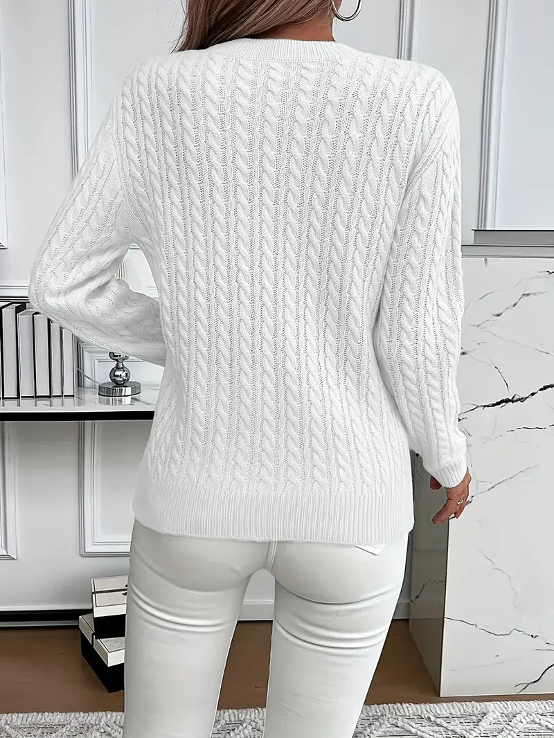 Women's Cable Knit Crew Neck Sweater