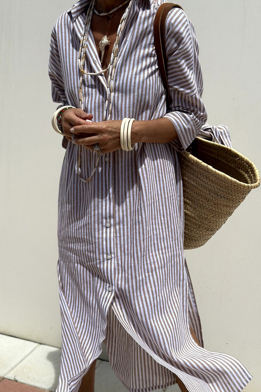Stylish Striped Shirt Dress - Comfortable and Versatile