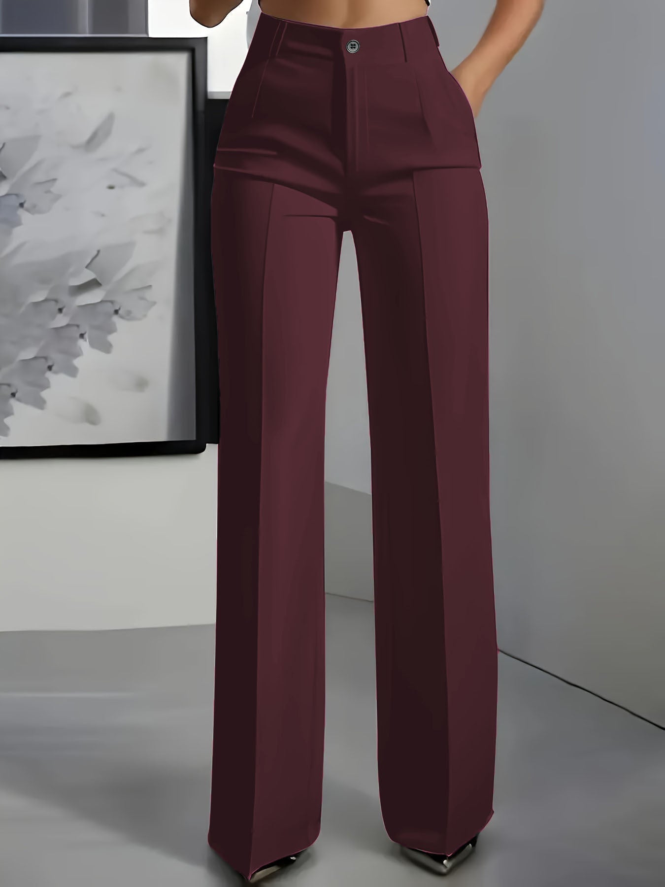 Women's High-Waisted Pants with Elastic Waistband