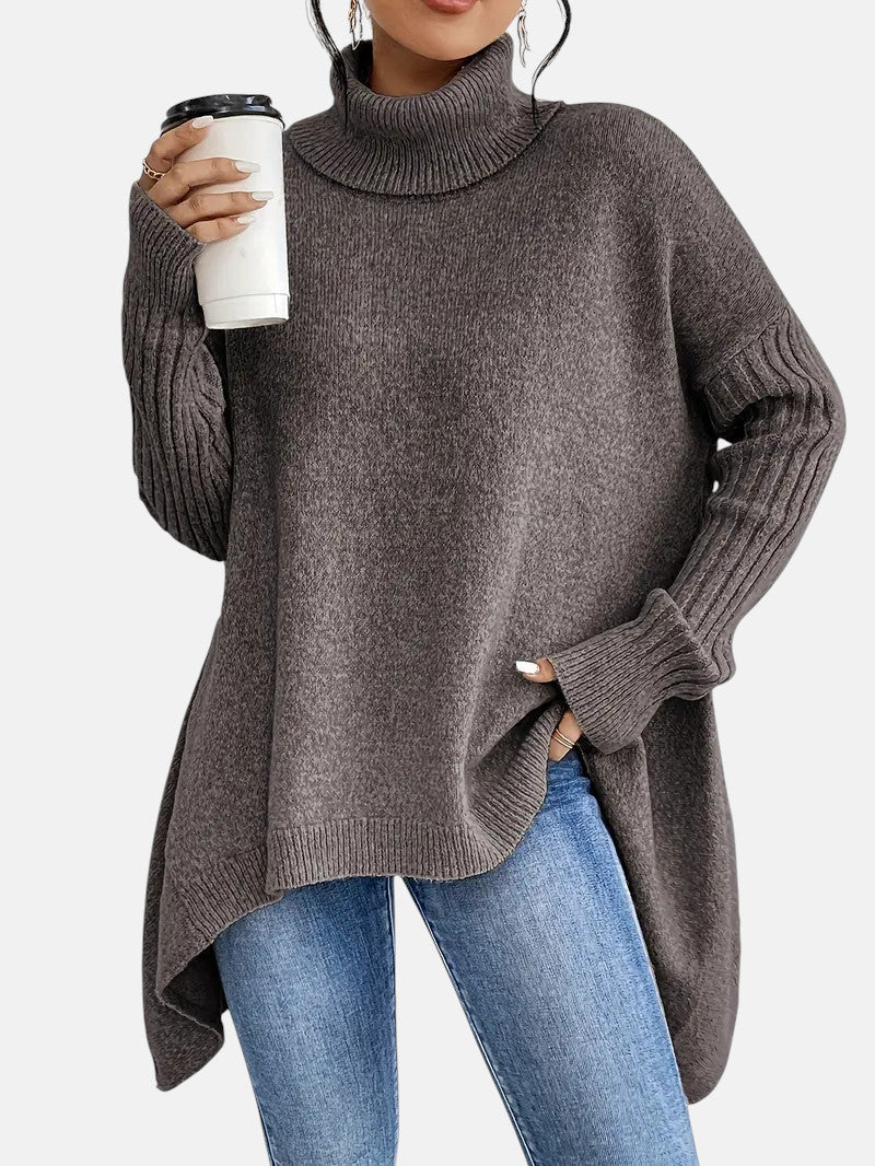 Women's Oversized Turtleneck Tunic Sweater