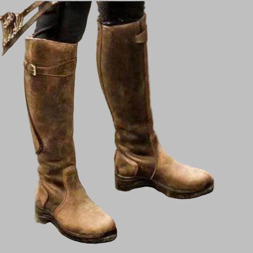 Women’s Knee-High Riding Boots with Buckle Detail