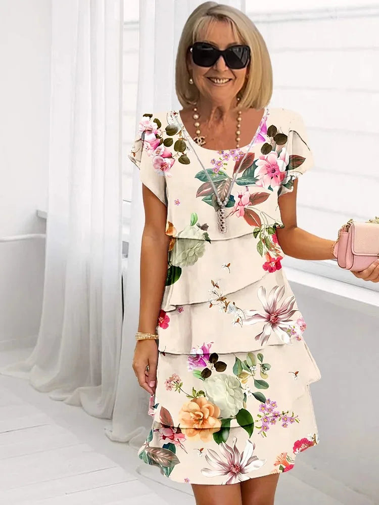 Chic Ruffled Floral Midi Dress