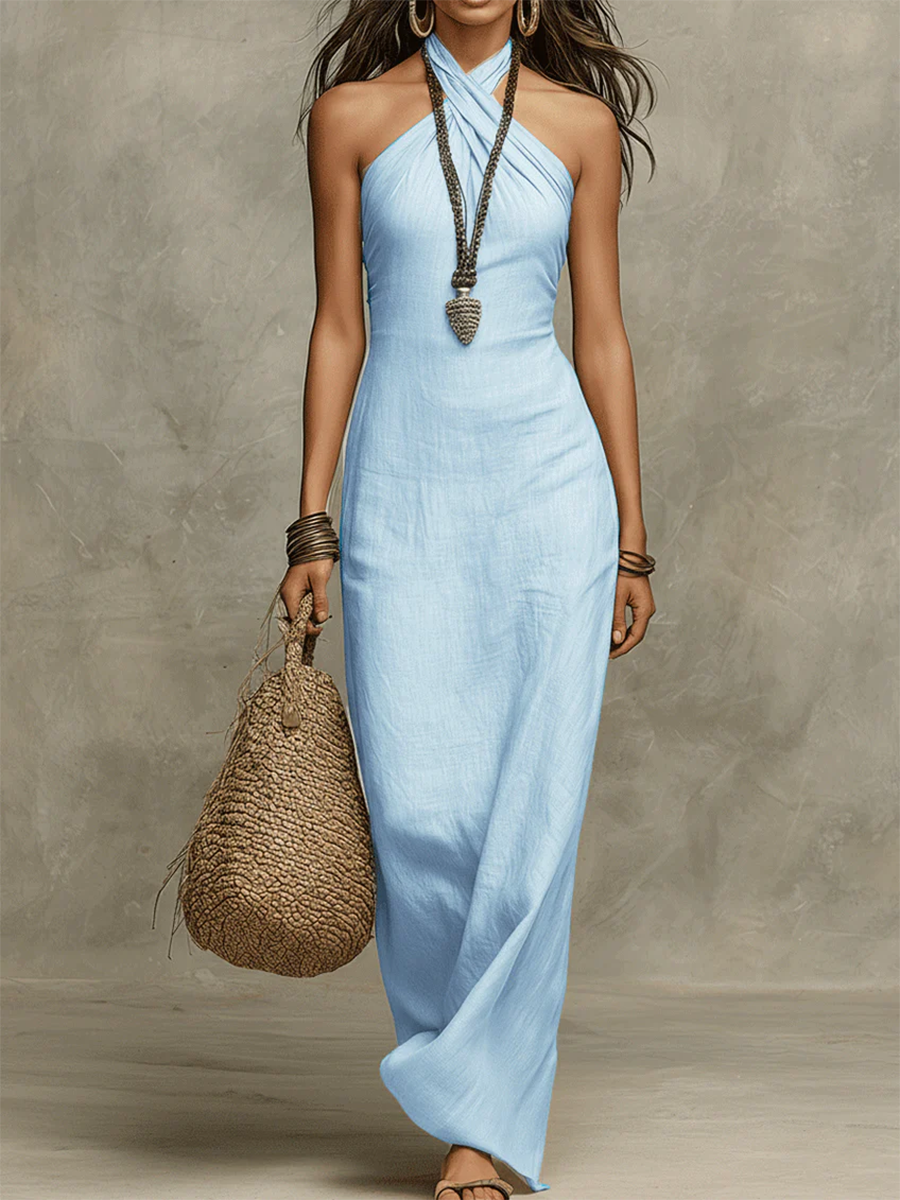 Robe longue dos nu pour femme avec silhouette fluide