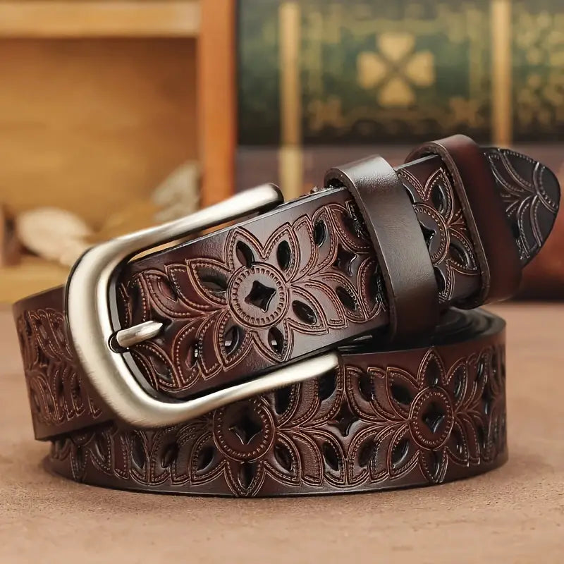 Sara - Floral Leather Belt