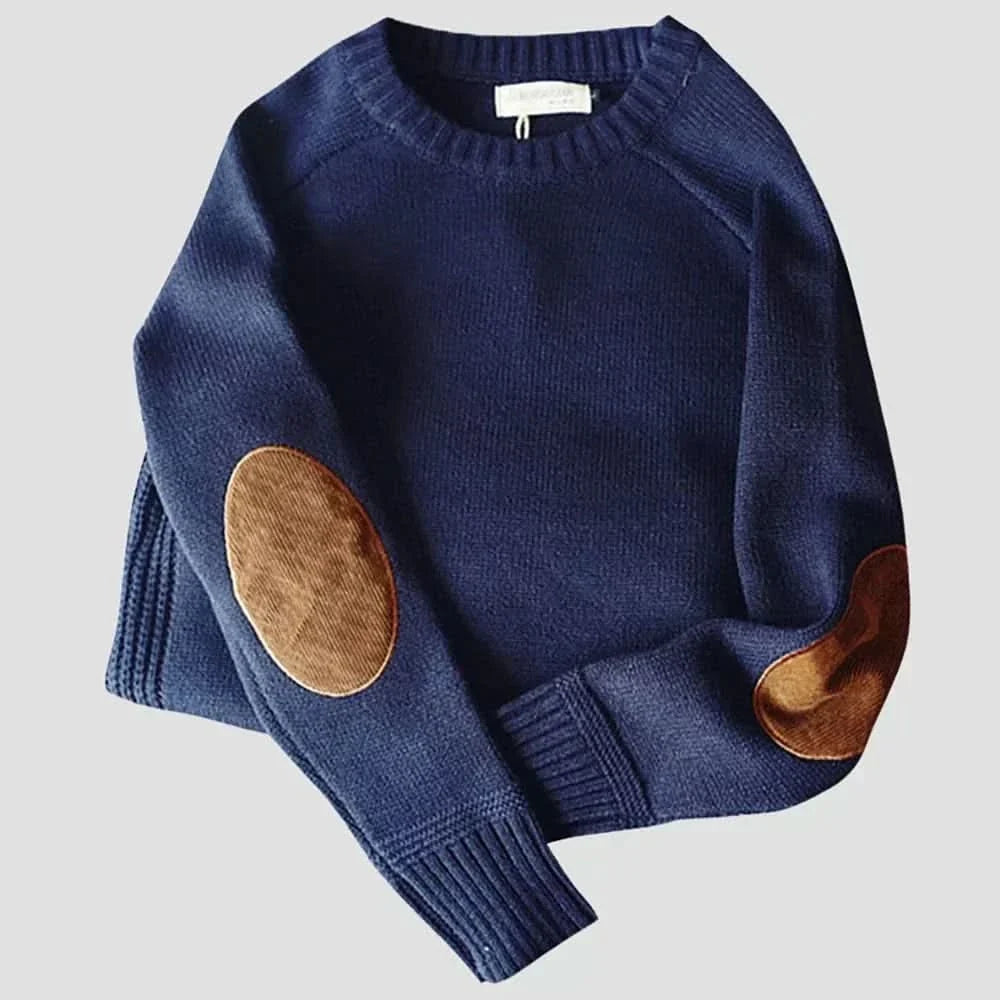 Maglione da uomo girocollo con toppe sui gomiti
