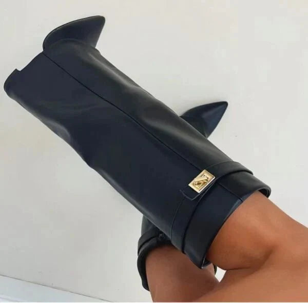 Women's Suede Knee-High Block Heel Boots